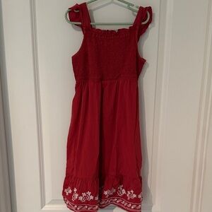Old Navy Red Dress with White Floral Trim